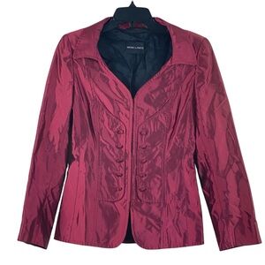 Vintage 90s Rena Lange Silk Taffeta Jacket Ruby Red Tailored Blazer Sz 8